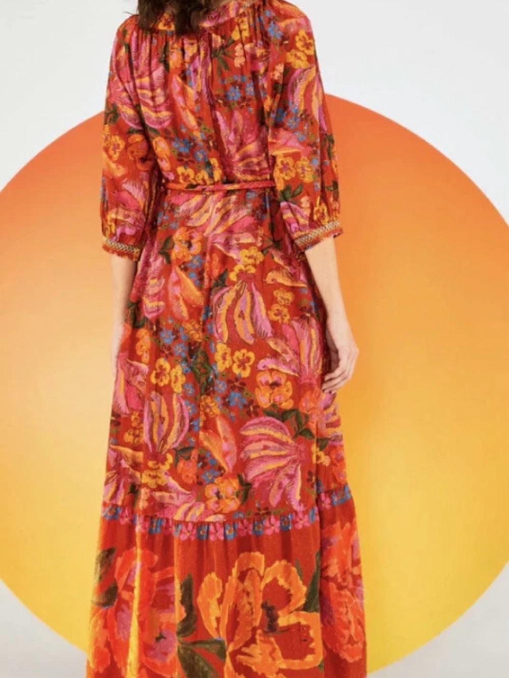 FARM Rio Red Spring Bananas Maxi Dress - 100% Cotton - Picture 3 of 10